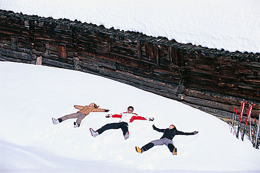 三个,朋友,制作,雪,天使