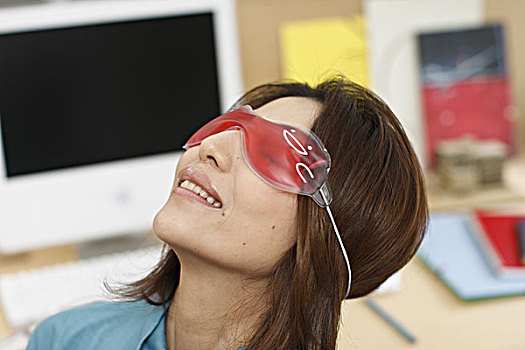 女人,戴着,眼罩