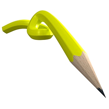 黄色,扭曲,铅笔