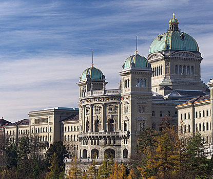 联邦,宫殿,瑞士,侧面视角,秋天