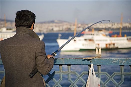 钓鱼,加拉达塔,桥,流行,道路,时间,伊斯坦布尔,土耳其