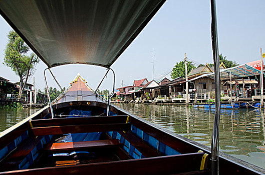泰国,水系,特色,水岸,家,传统,长尾船