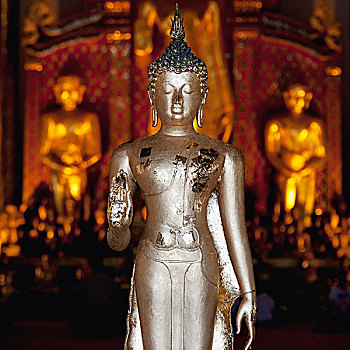 银,雕塑,庙宇,清迈,泰国