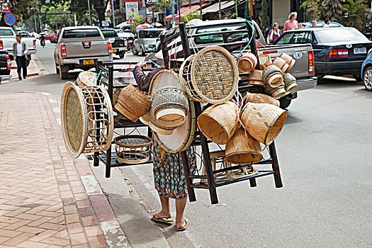 老挝,万象,街头摊贩