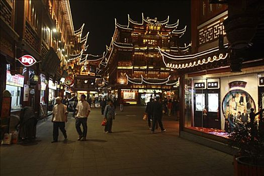 历史,中心,上海,夜景,中国,亚洲