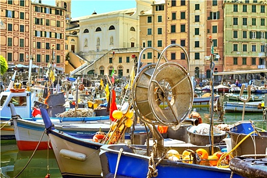 船,港口,海港,卡莫利,意大利,里维埃拉,漂亮,彩色,建筑外观,发光,蓝天