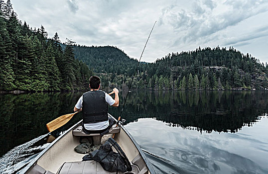 男青年,钓鱼,不列颠哥伦比亚省,加拿大