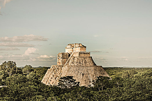 乌斯马尔,尤卡坦半岛,墨西哥,十月,巫师金字塔,高耸,玛雅,城市