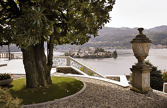 别墅,远眺,湖,奥尔达湖地区,岛屿,意大利
