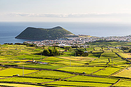 俯视图,图案,农业,风景,岛屿,亚速尔群岛,葡萄牙