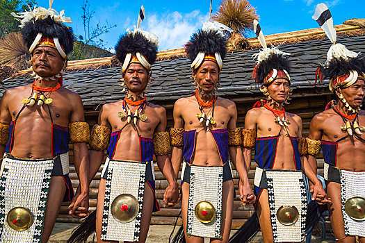 部族,男人,传统服装,表演,仪式,跳舞,犀鸟,节日,印度,亚洲