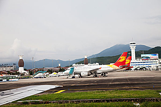 海南三亚机场航拍