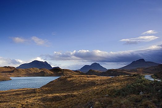 苏格兰,高地,风景,遥远,湖,北方,苏格兰高地