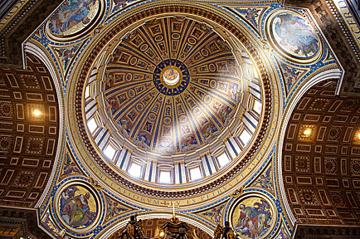 穹顶,室内,米开朗基罗,梵蒂冈,罗马,拉齐奥,意大利,欧洲