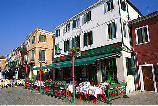 餐馆,内庭,人行道,布拉诺岛,意大利