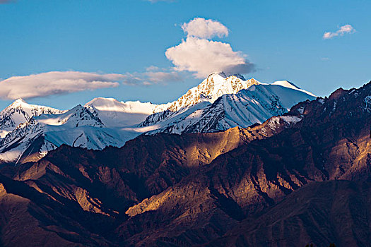 顶峰,高,遮盖,云,列城,查谟-克什米尔邦,印度,亚洲