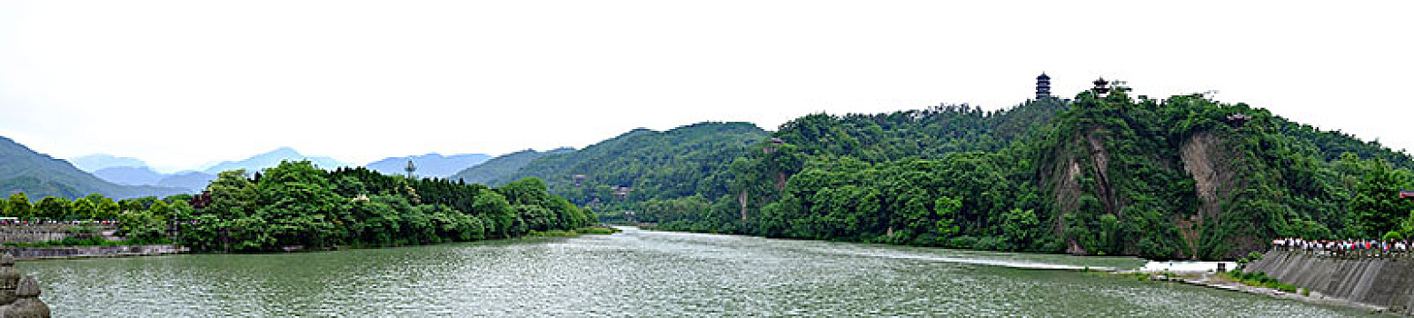 中国四川成都都江堰水利工程全景,panorama,hydraulic,engineering,dujiangyan,chengdu,sichuan,china