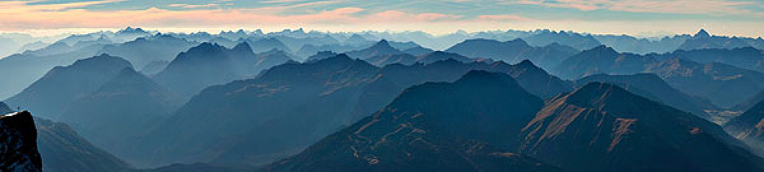 山,全景,楚格峰,上方,阿尔卑斯山,德国,欧洲