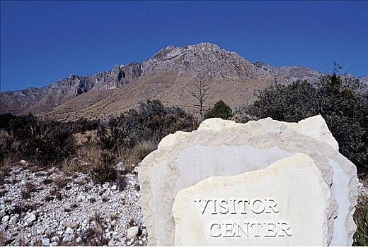石头,瓜达卢佩,国家公园,中心,标识,德克萨斯,美国,北美