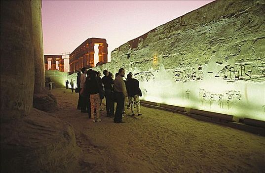 墙壁,象形文字,游客,庙宇,路克索神庙,埃及,非洲,遗址,世界遗产