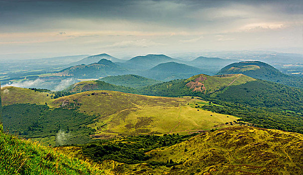 火山地貌,地区性,自然公园,火山,奥弗涅,风景,上面,圆顶,法国,欧洲