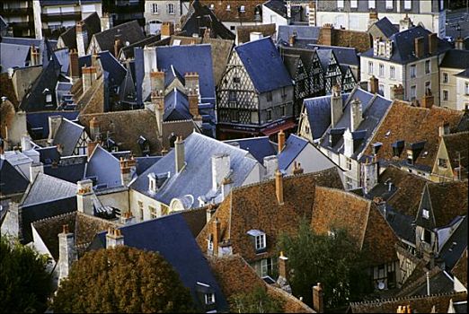 法国,中心,博格斯,城市,屋顶