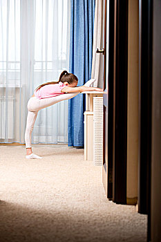 女孩,练习,芭蕾舞,房间