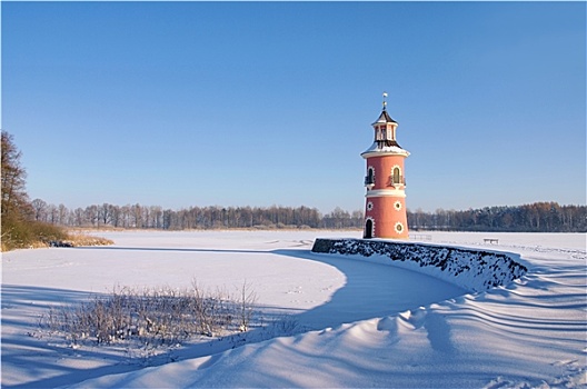 莫里茨堡,冬天,灯塔