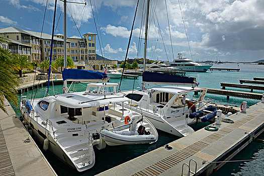 加勒比,英属维京群岛,擦洗,岛屿,双体船,胜地,水疗,码头,大幅,尺寸