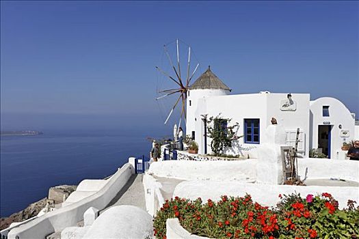 风车,锡拉岛,希腊