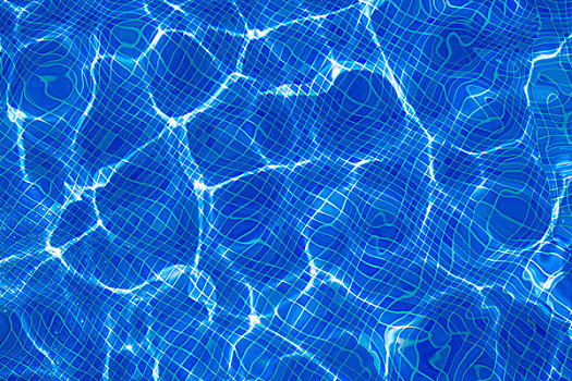蓝色,游泳池,波纹,倒影