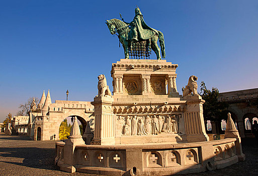 骑马雕像,国王,棱堡,城堡区,布达佩斯,匈牙利,欧洲