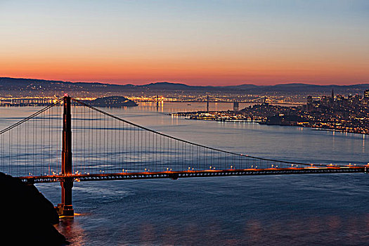 金门大桥,旧金山,夜晚,加利福尼亚,美国,北美