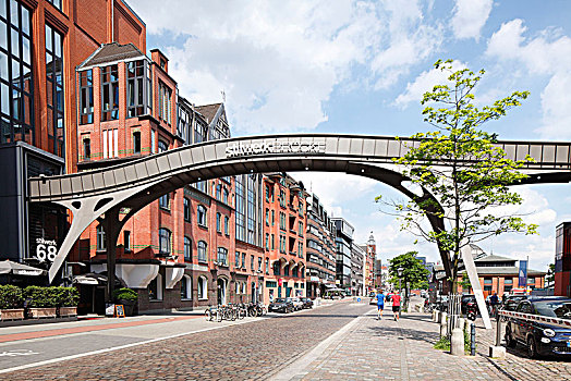 步行桥,设计,中心,汉堡市,鱼市,德国,欧洲