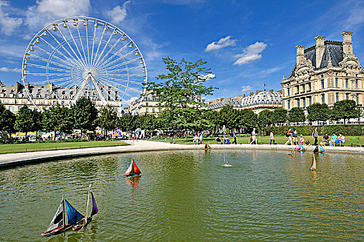 法国,巴黎,杜乐丽花园,水塘