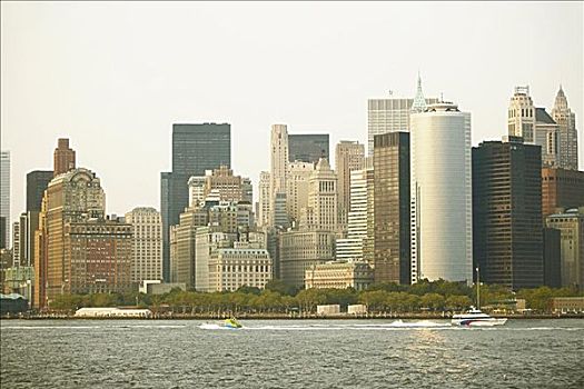 摩天大楼,水岸,城市,纽约,美国