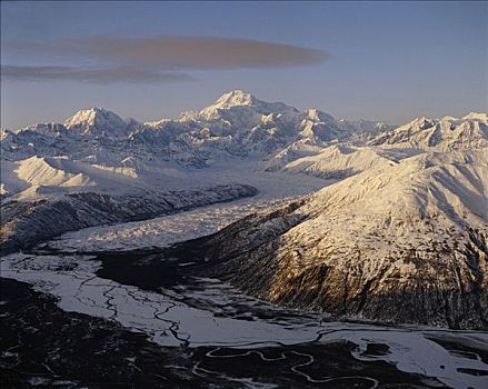 山,德纳里峰,山脉,冰河,德纳利国家公园和自然保护区,阿拉斯加