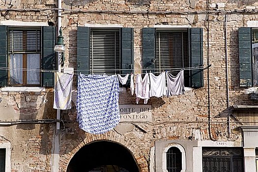 洗衣服,弄干,建筑外观,威尼斯,意大利