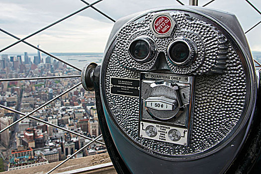 双筒望远镜,塔,风景,上面,帝国大厦,纽约,美国