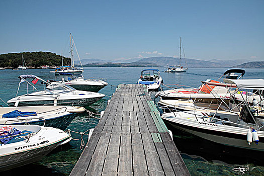 船,停泊,港口,火神,科孚岛,希腊,欧洲