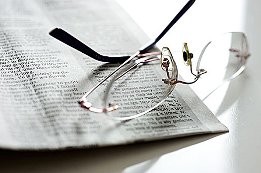 眼镜,报纸,微距,浅,景深
