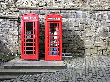 红色,电话亭,爱丁堡,苏格兰,欧洲