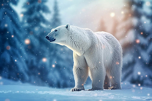 西伯利亚海岸卡拉海北极熊迁移冰天雪地唯美白熊