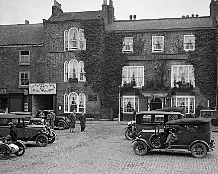 汽车,停放,户外,羊毛,酒店,约克郡,地区,20世纪30年代,艺术家