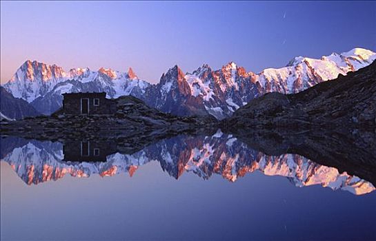 顶峰,夏蒙尼,勃朗峰,反射,法国