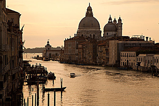 意大利,威尼斯,运河,城市,黄昏
