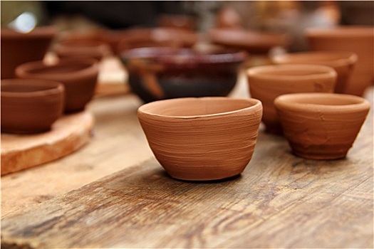 粘土,陶器,工作室,木桌,传统