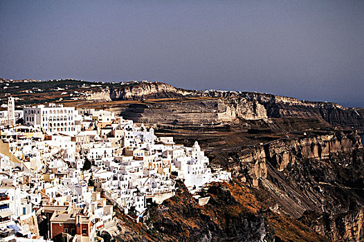 希腊,锡拉岛,基克拉迪群岛,城镇,悬崖,大幅,尺寸