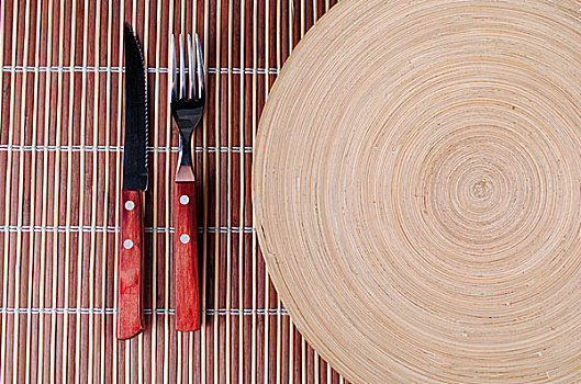 木质,圆,盘子,红色,餐具,竹子