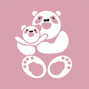 家庭,雪地母亲,幼仔,熊猫卡,熊猫,家庭,假日两个,可爱,熊猫,心形,卡通